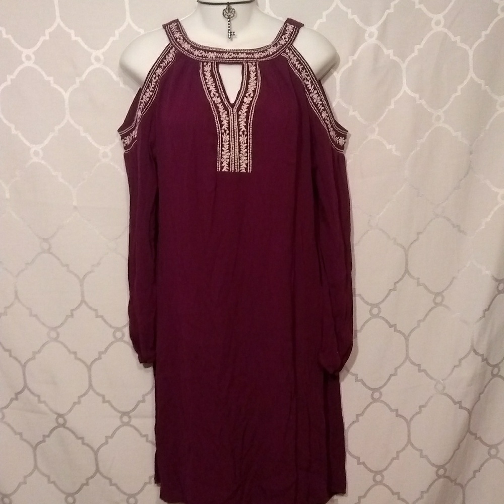 3/$21 -  🦋 Purple Boho Cold Shoulder Dress